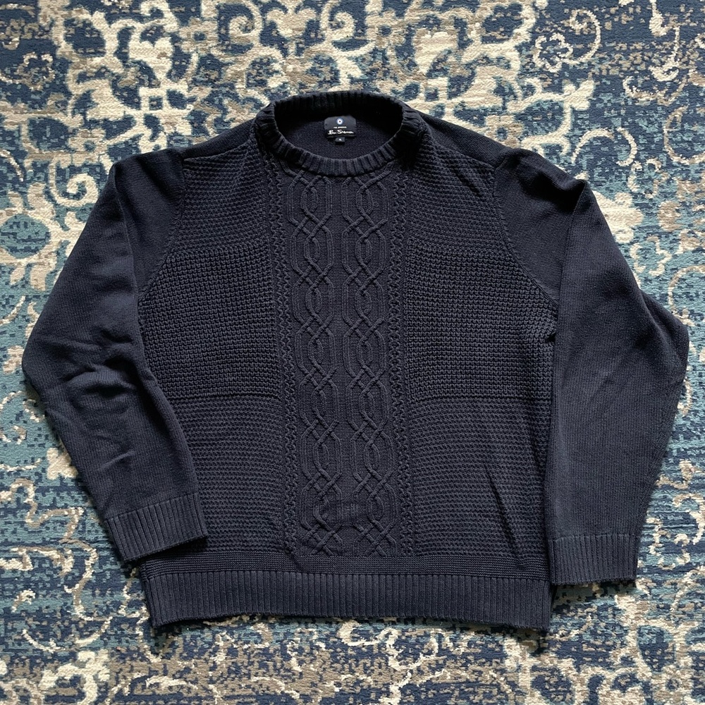 Ben Sherman Navy Fisherman Knit Sweater XL